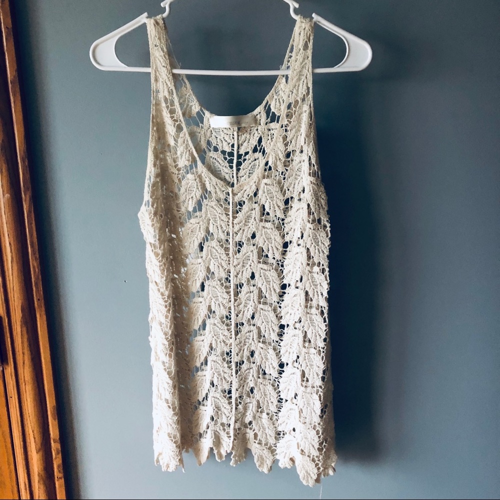 Francesca’s Collections open lace cream tank top